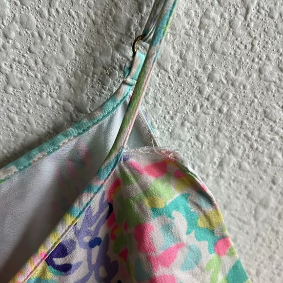 Lilly Pulitzer Clara Multi Roar of The Seas Asymmetric Hem Slip Dress Size S - Picture 6 of 12
